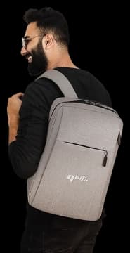 Man wearing Qbits Smart Backpack lifestyle accessory Bangladesh